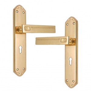 "Joash" Brass Door Handle with Plate 